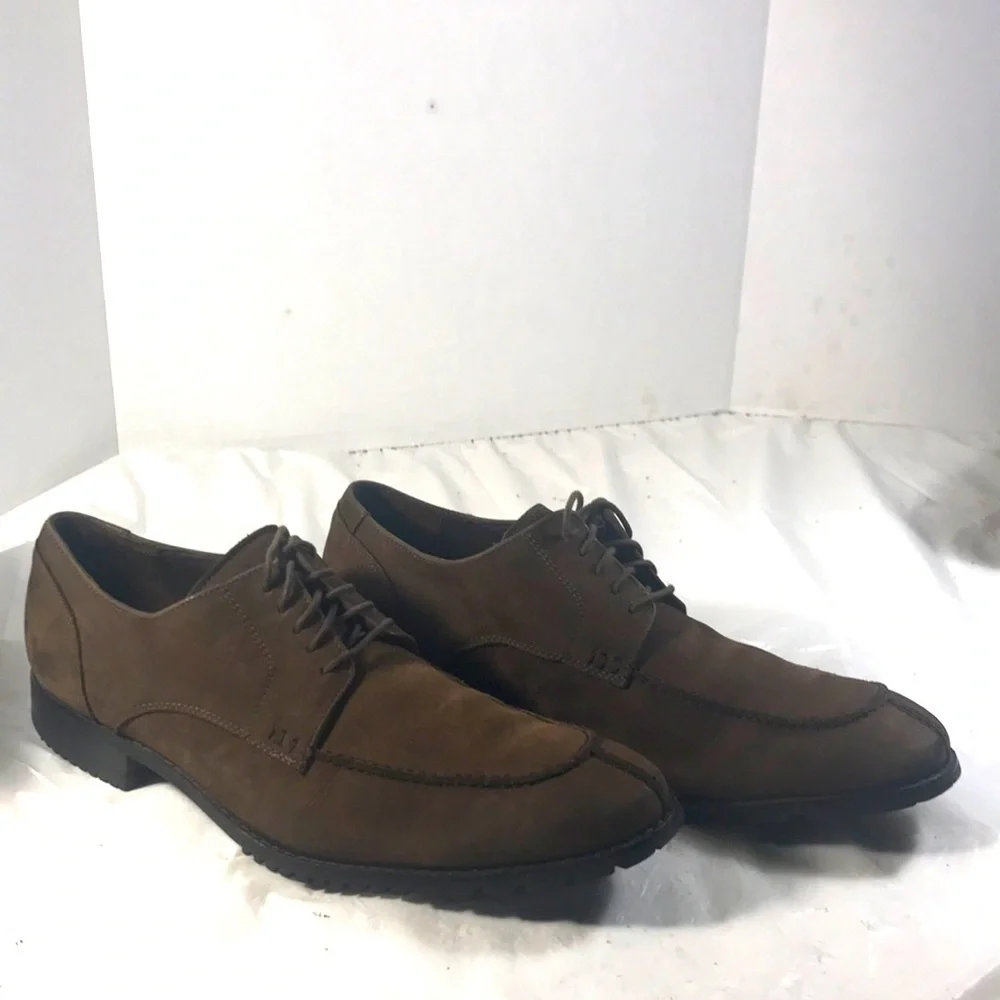 Cole Haan Nike Air Men's Brown Waterproof Suede Lace Up Split Toe Oxford Shoes